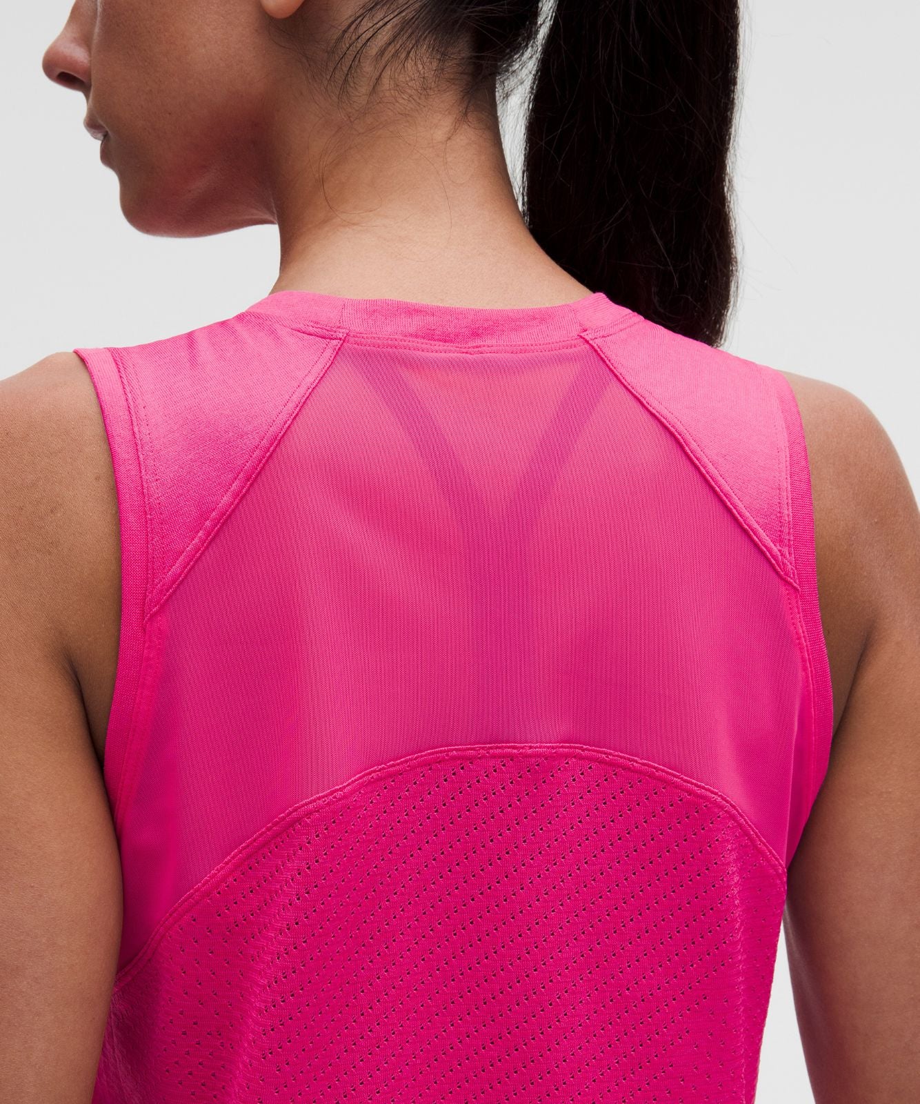 Seamless Mesh-Panelled Tank Top Flamingo Fun Tone