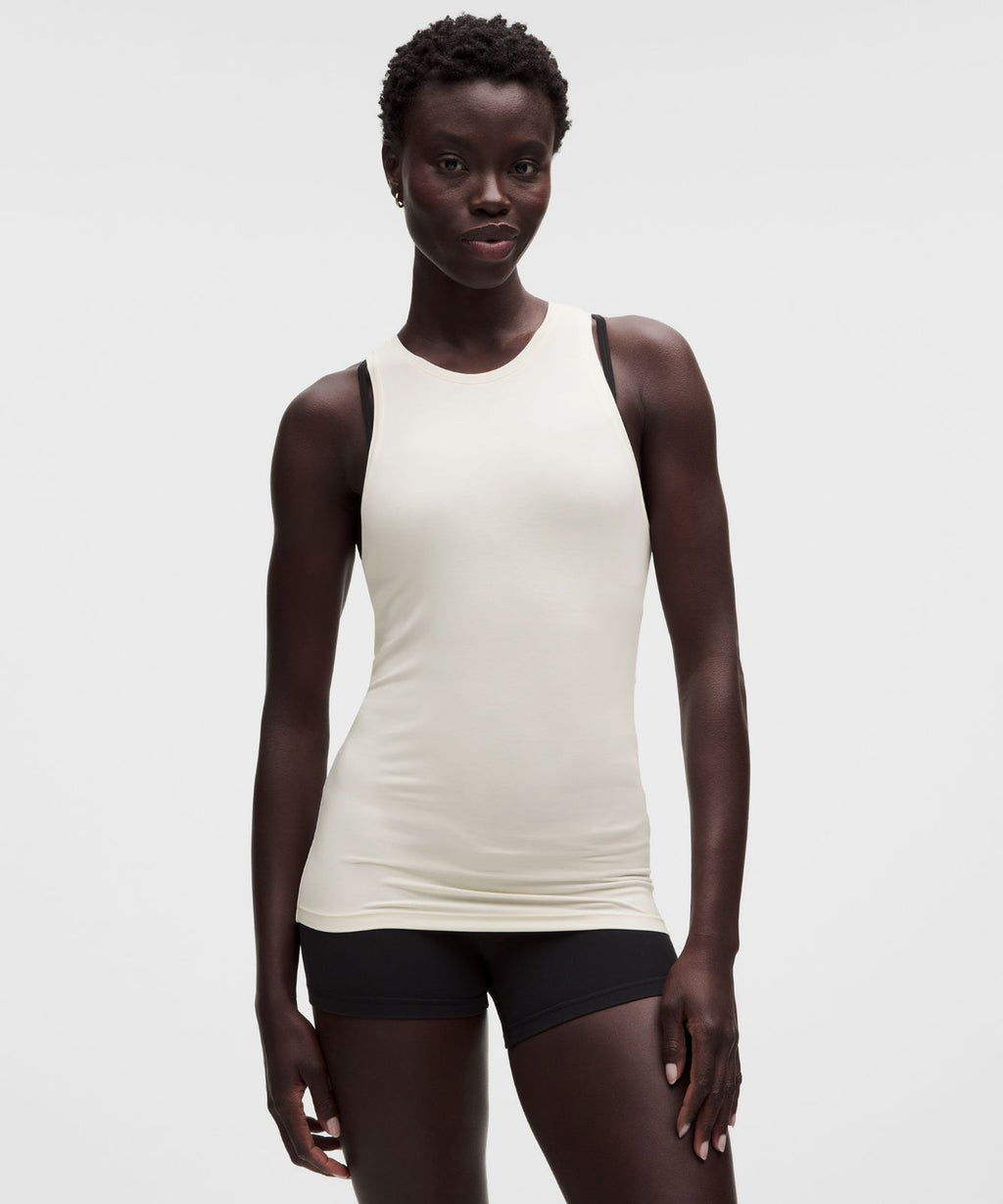 SilkyAppeal Hip-Length Tank Top Light Ivory