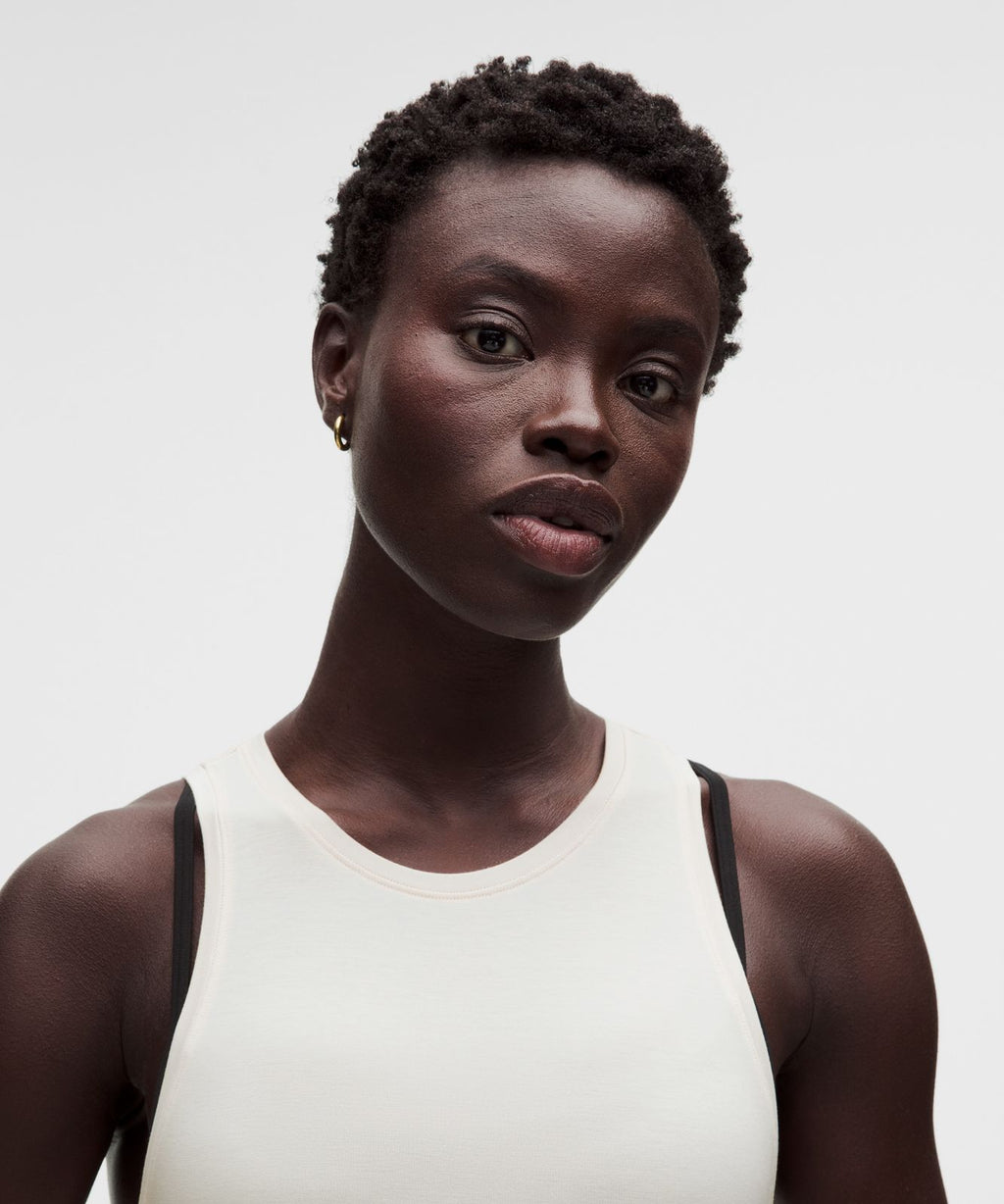 SilkyAppeal Hip-Length Tank Top Light Ivory