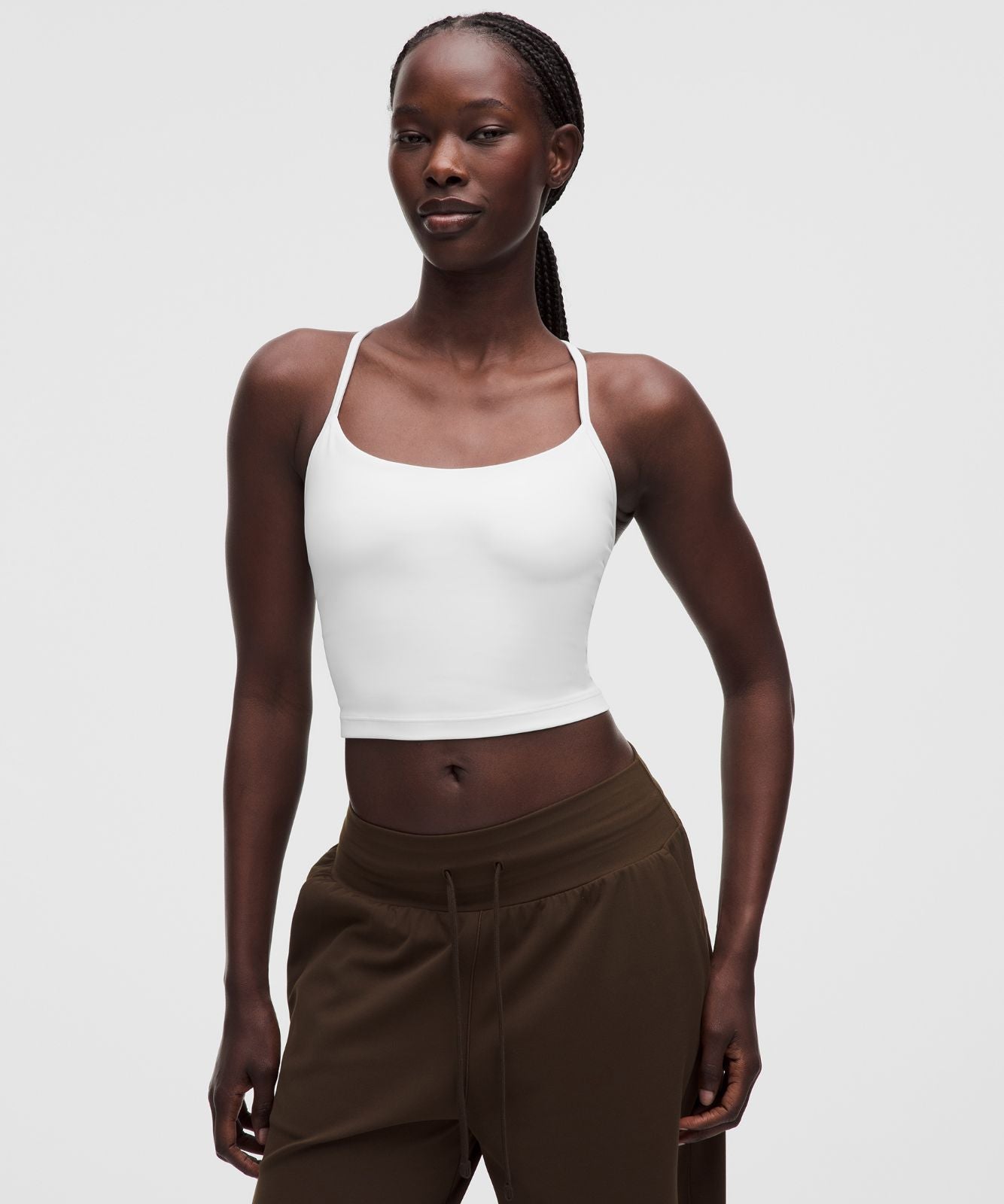 Flow Y Cropped Tank Top *Light Support, B/C Cup White