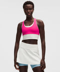 Layered Racerback Tennis Tank Top Flamingo Fun Tone/White