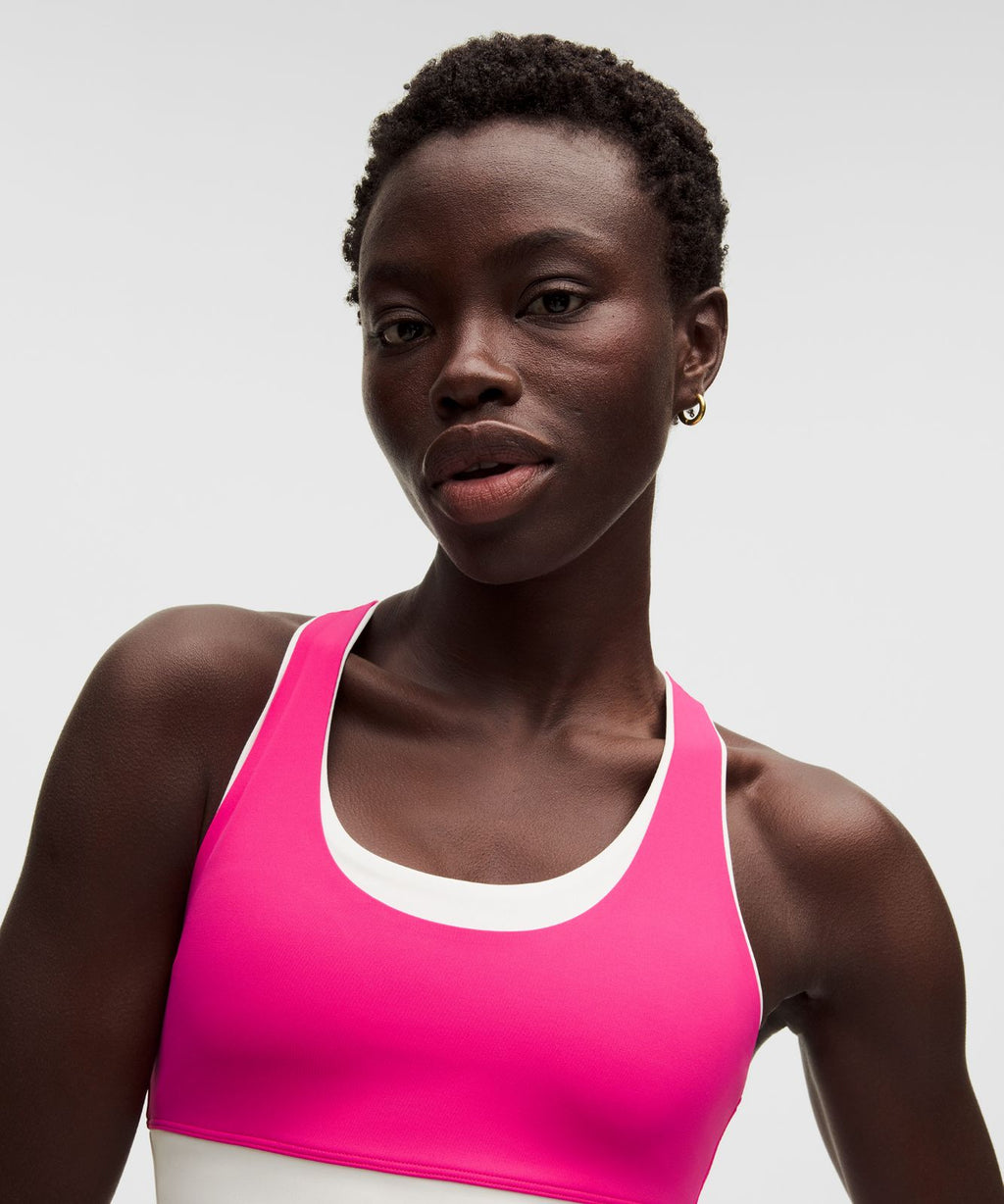 Layered Racerback Tennis Tank Top Flamingo Fun Tone/White