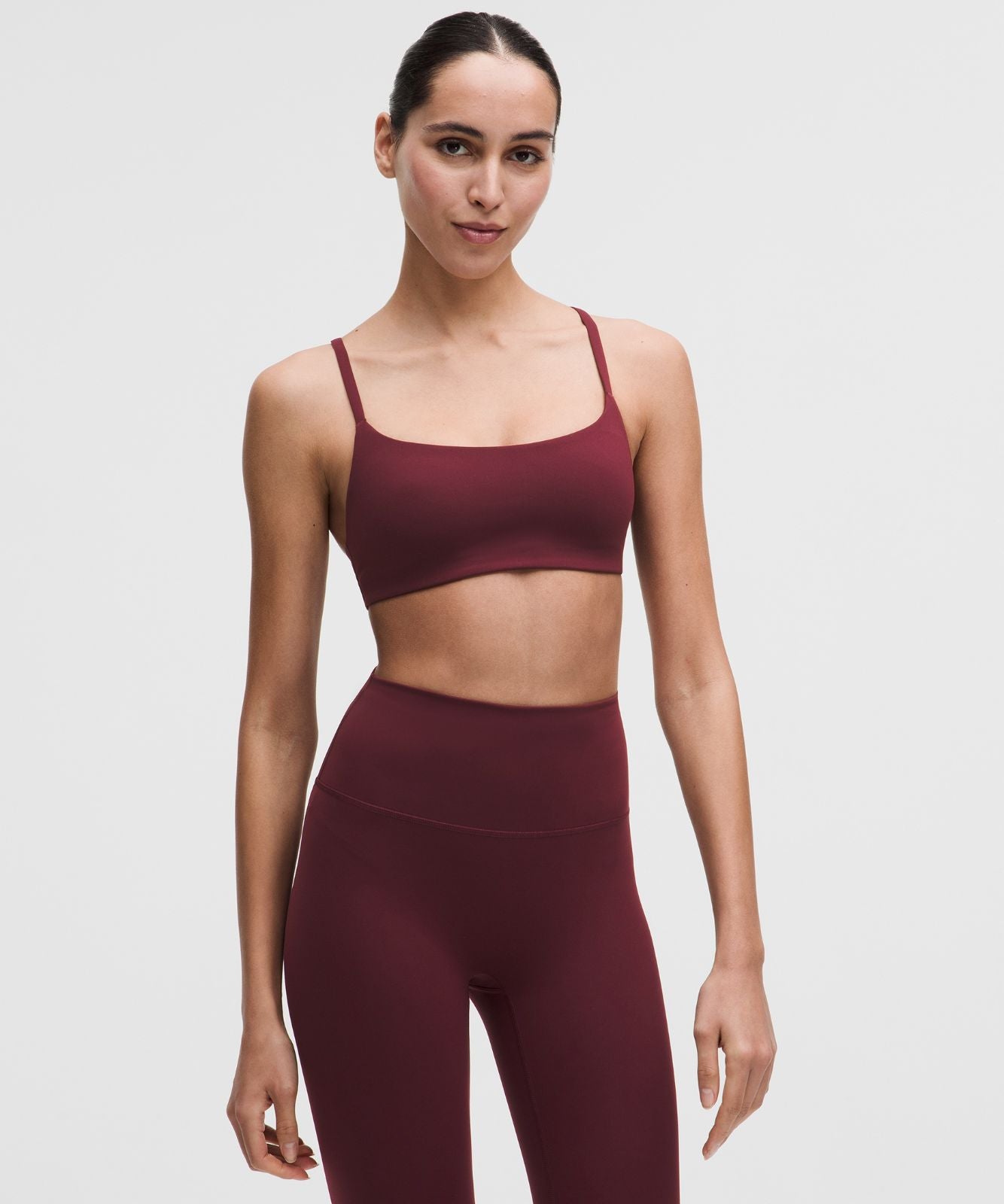 Wunder Train Strappy Racer Bra *Light Support, A/B Cup Burgundy Bay