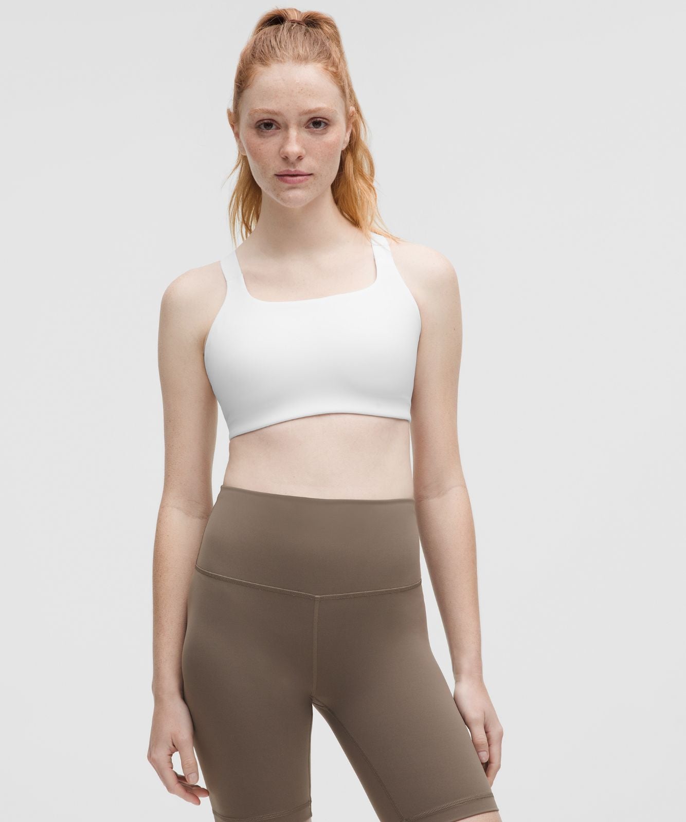 Ultralu Square-Neck Workout Bra *Medium Support, D/DD Cup White