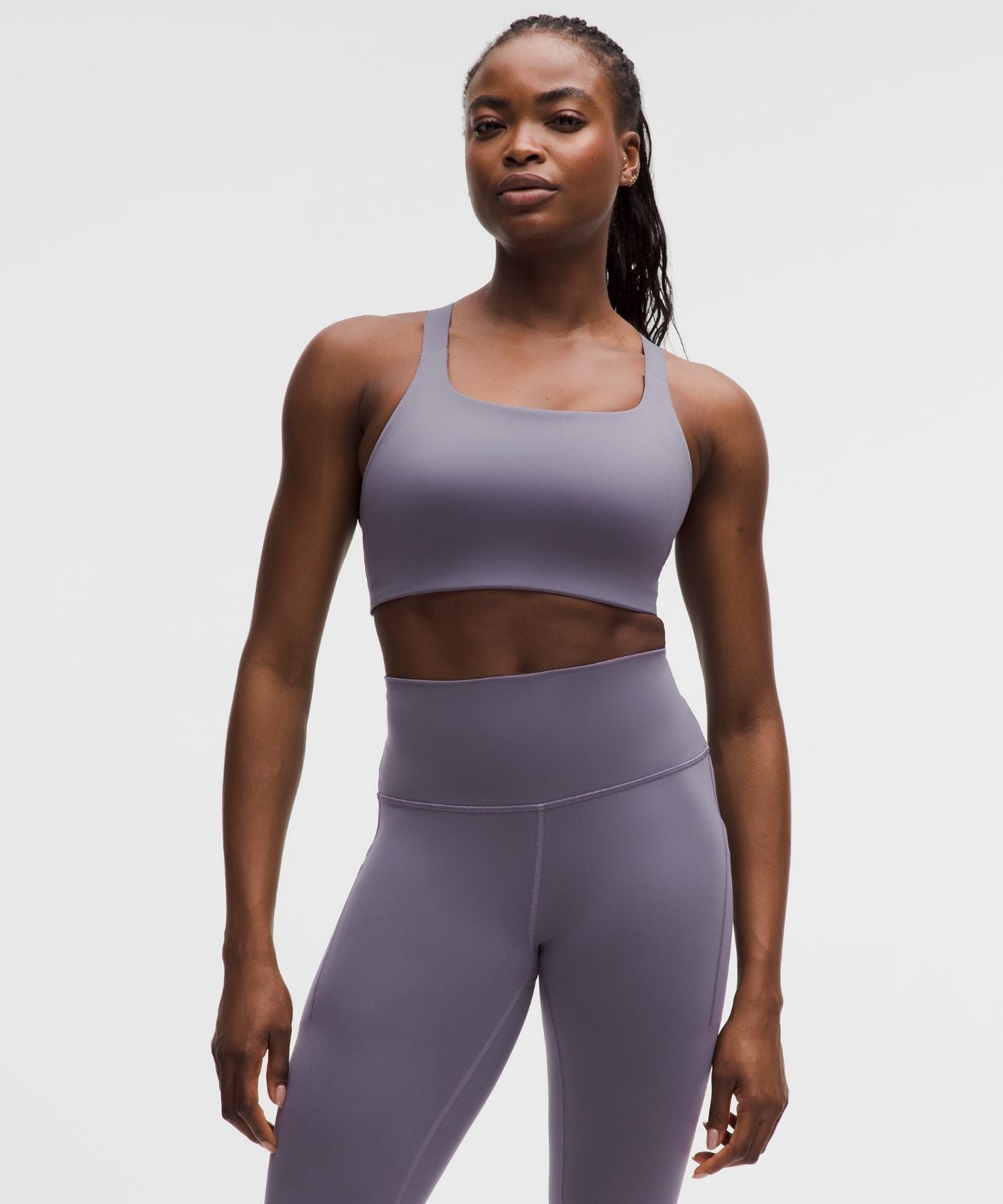 Ultralu Square-Neck Workout Bra *Medium Support, D/DD Cup Grape Mist