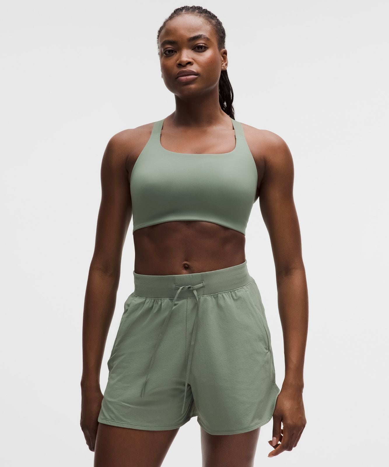 Ultralu Square-Neck Workout Bra *Medium Support, D/DD Cup Willow Leaf