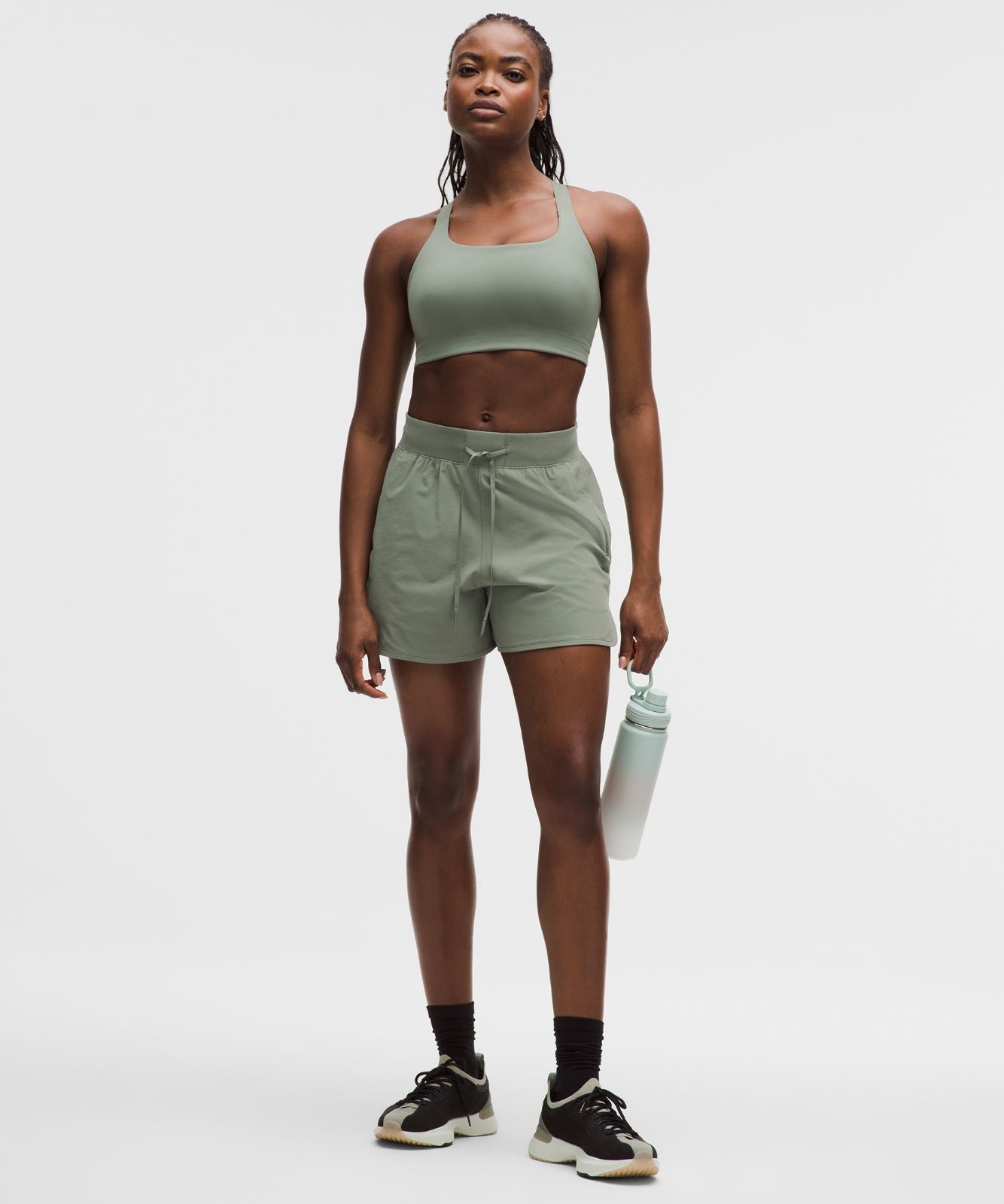 Ultralu Square-Neck Workout Bra *Medium Support, D/DD Cup Willow Leaf
