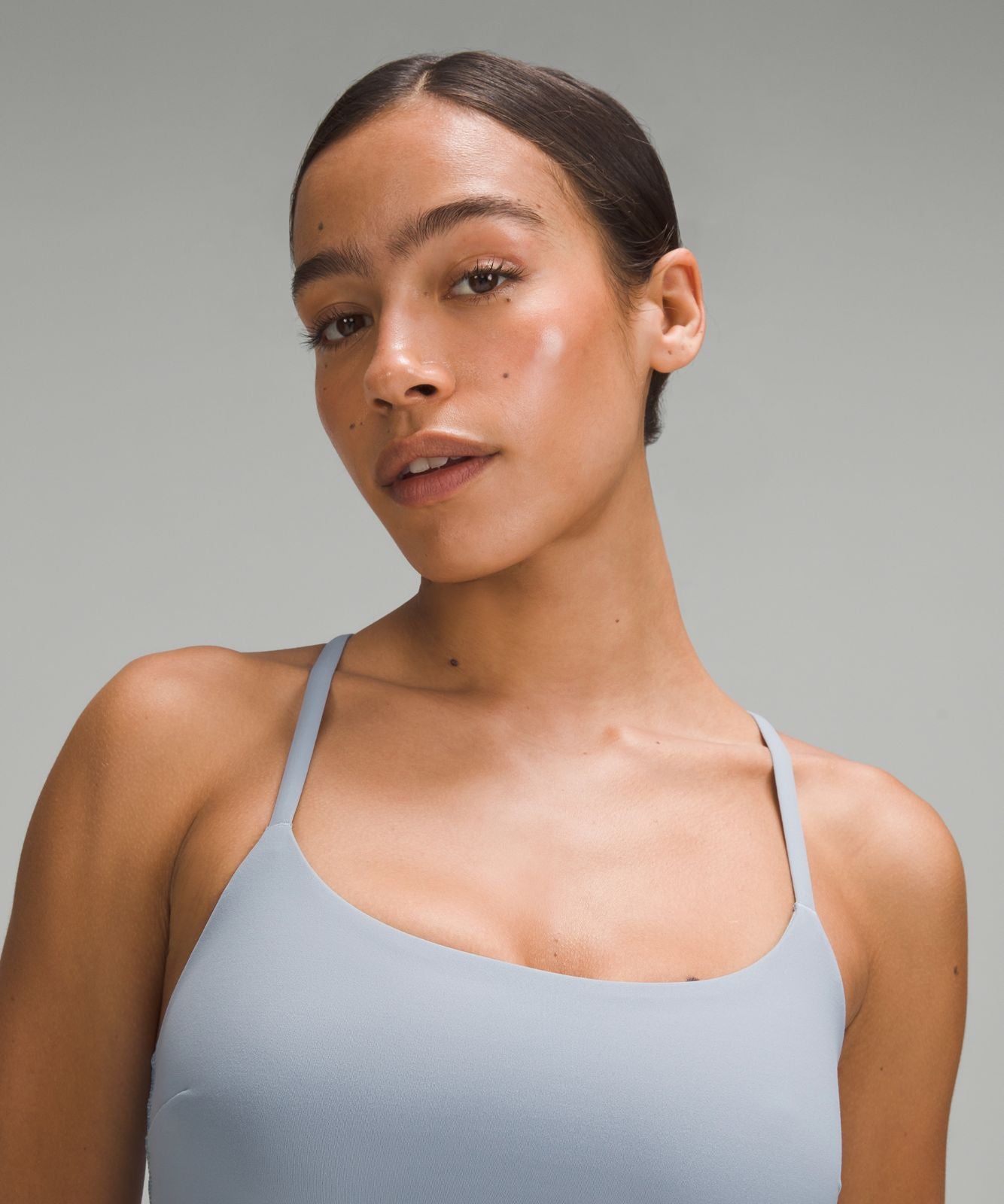 Wunder Train Strappy Racer Bra *Light Support, C/D Cup Concrete Blue