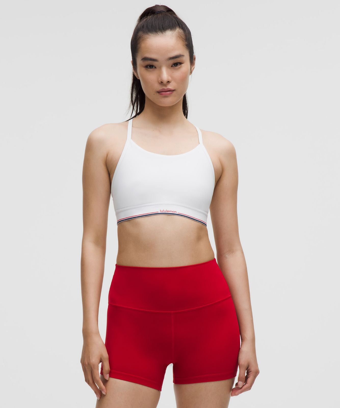 Flow Y Mid-Support Bra Logo *B/C Cup White