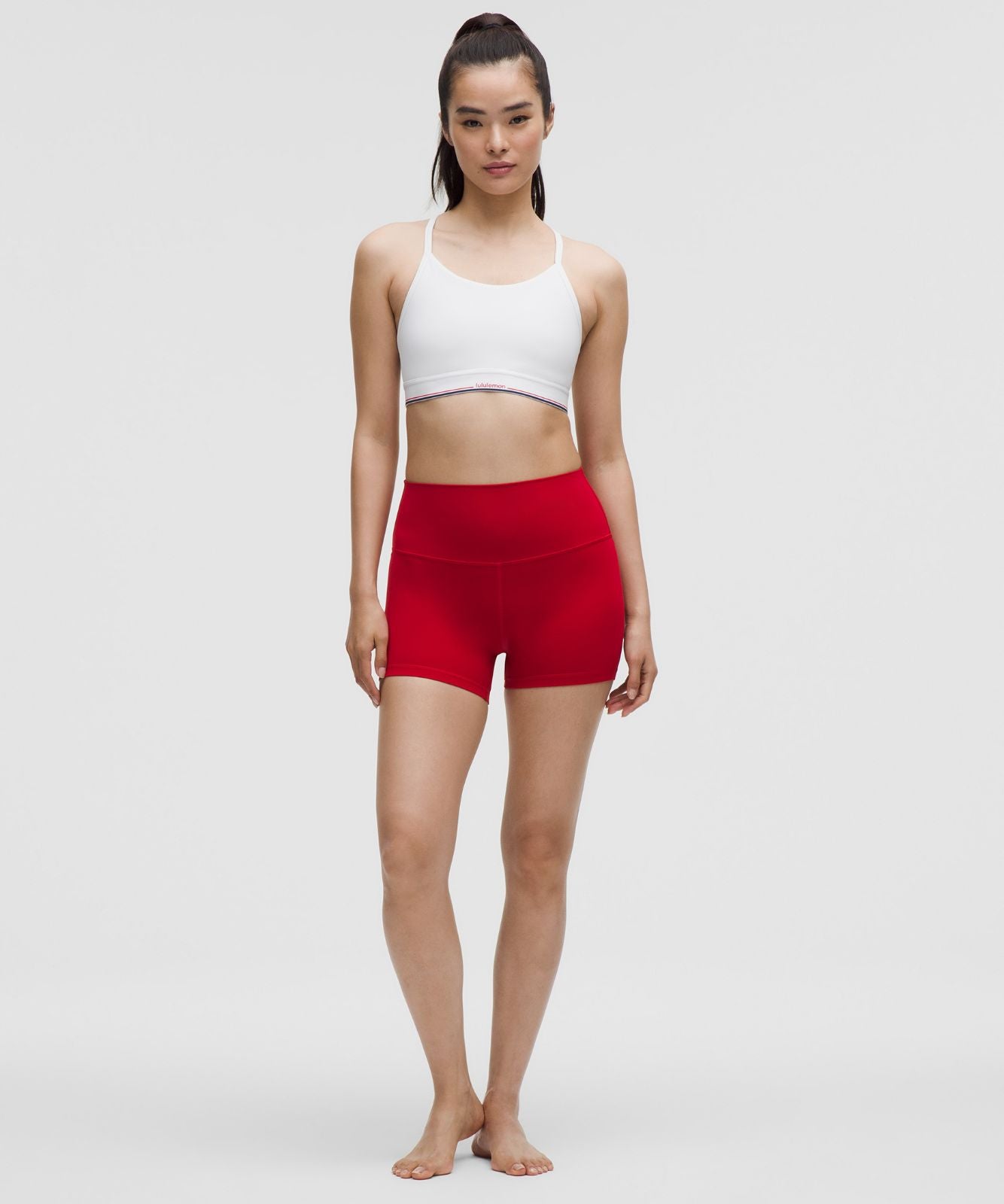 Flow Y Mid-Support Bra Logo *B/C Cup White