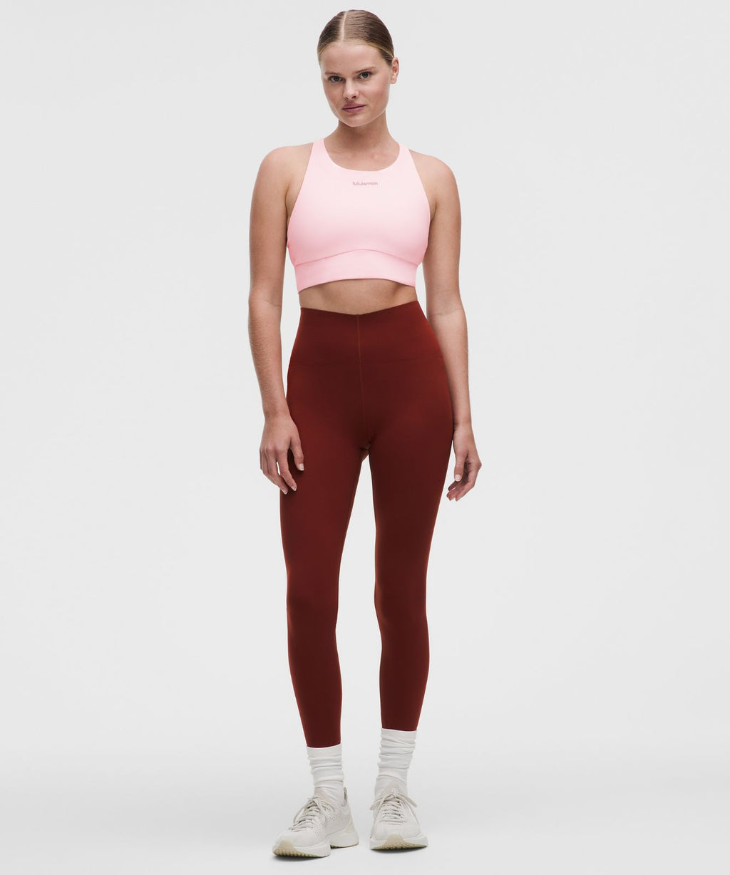 lululemon Energy High-Neck Longline Bra Medium Support, B–D Cups Evolve *Wordmark Pink Pearl
