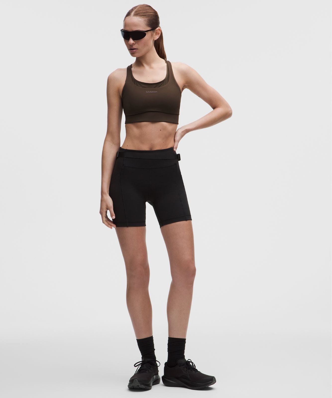 lululemon Energy Longline Bra with Storage Evolve *Medium Support, B/C Cup Walnut Crunch