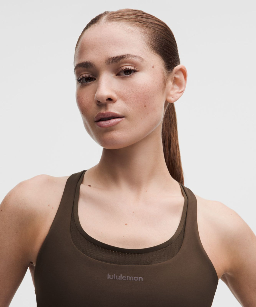 lululemon Energy Longline Bra with Storage Evolve *Medium Support, B/C Cup Walnut Crunch