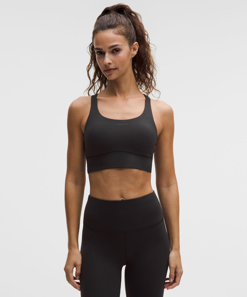 lululemon Energy Longline Bra Medium Support B-D Cups Evolve *Wordmark Black