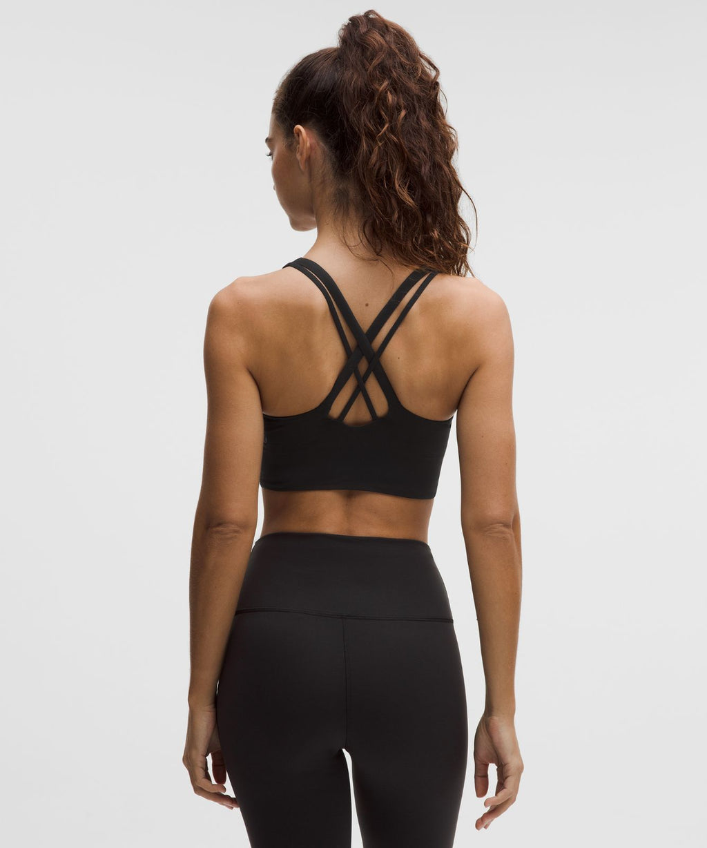 lululemon Energy Longline Bra Medium Support B-D Cups Evolve *Wordmark Black