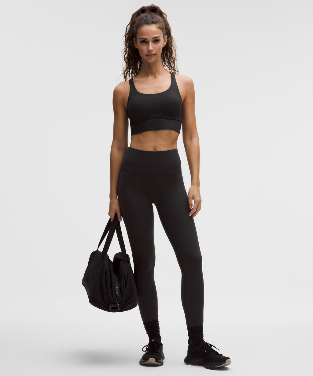 lululemon Energy Longline Bra Medium Support B-D Cups Evolve *Wordmark Black