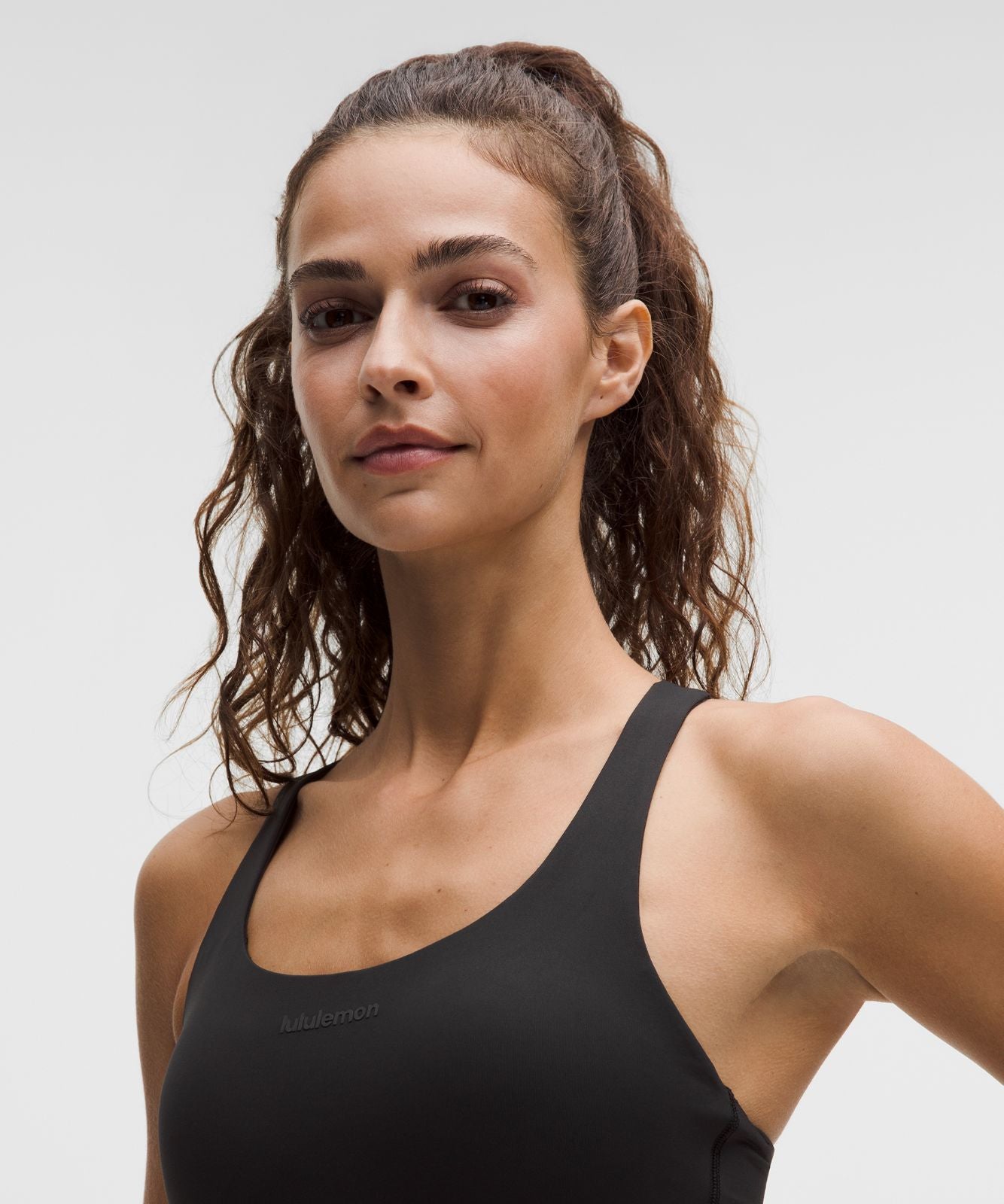lululemon Energy Longline Bra Medium Support B-D Cups Evolve *Wordmark Black