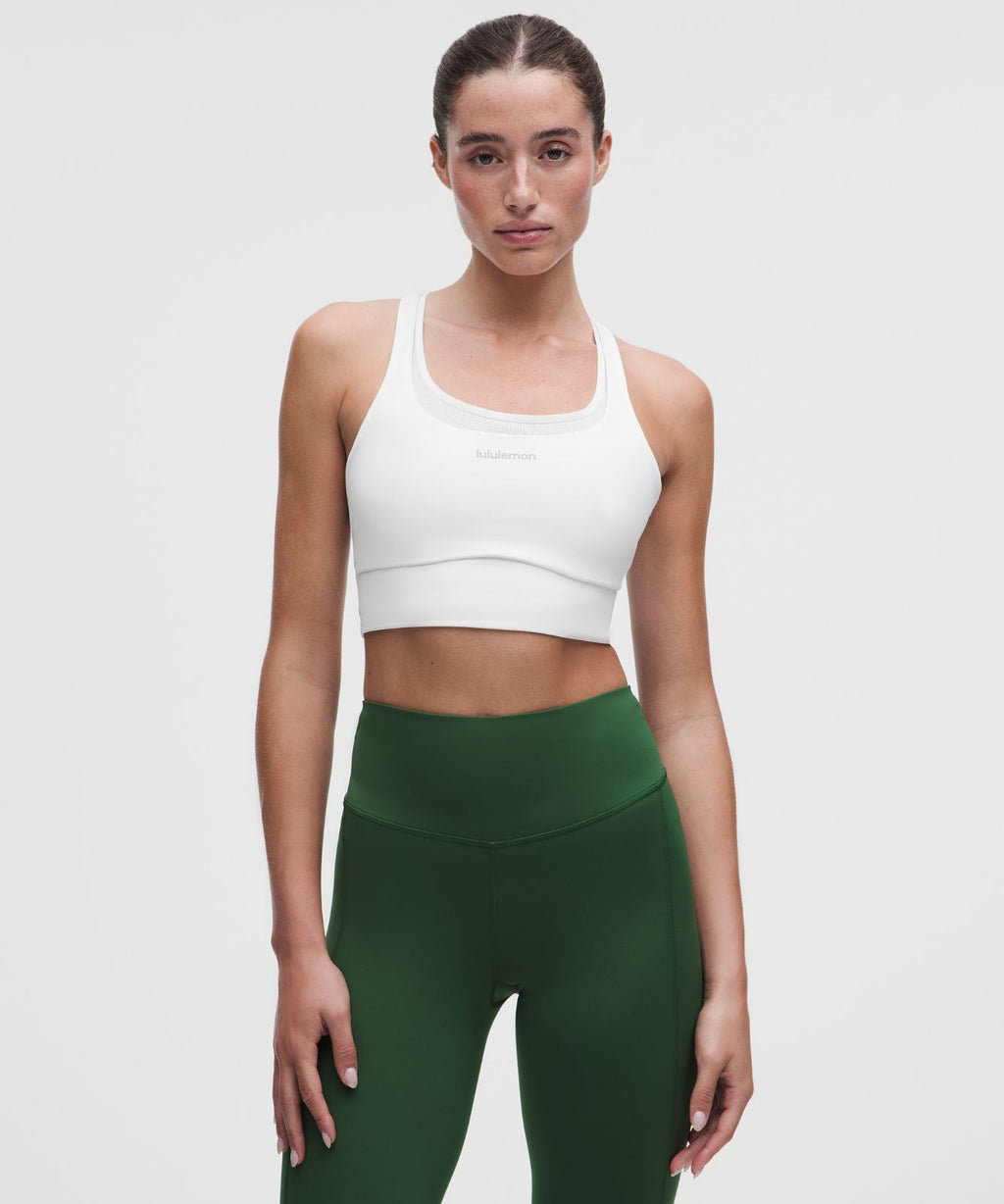 lululemon Energy Longline Bra with Storage Evolve *Medium Support, B/C Cup White