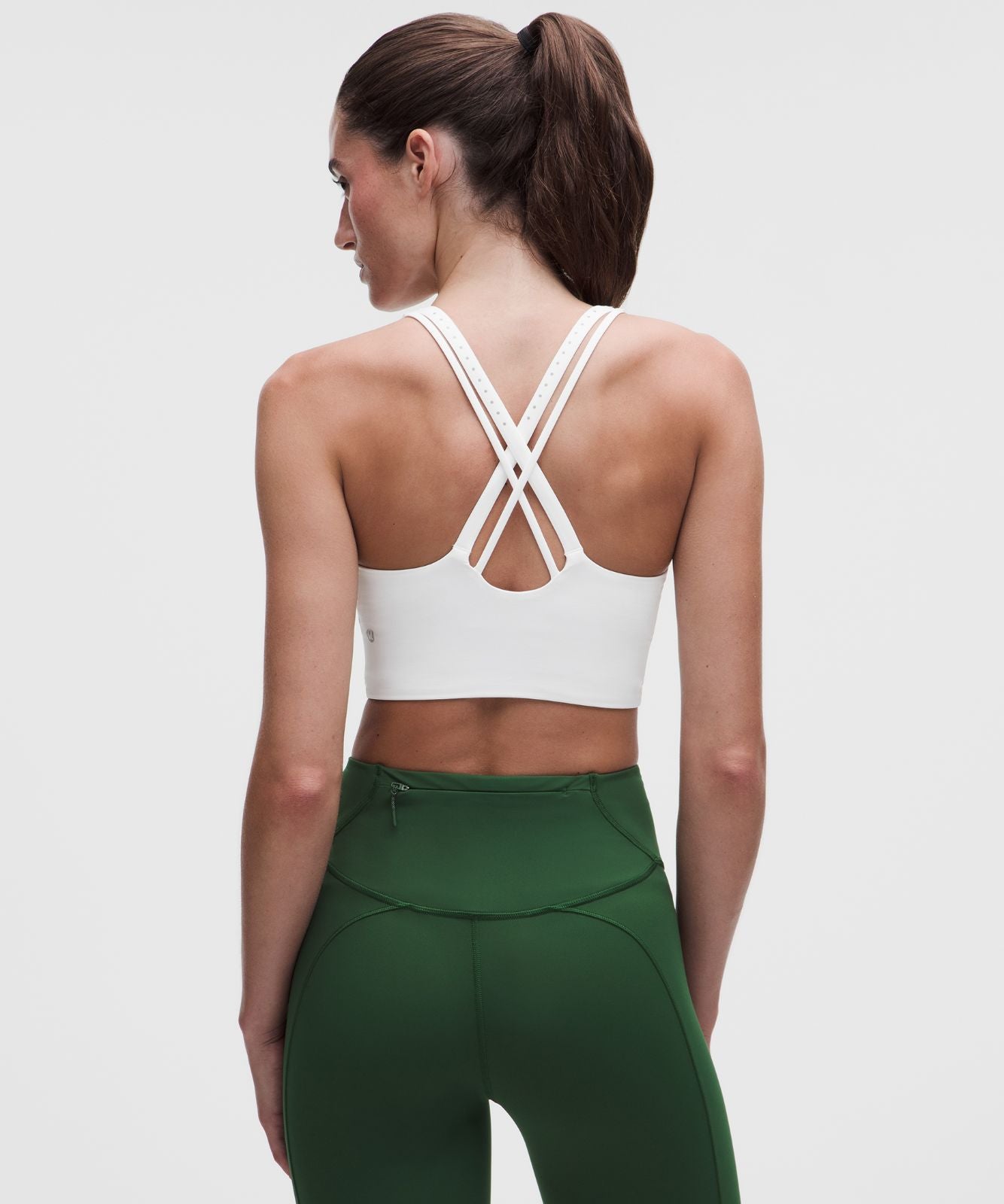 lululemon Energy Longline Bra with Storage Evolve *Medium Support, B/C Cup White
