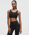 Nulu Ribbed Scoop-Neck Bra *Light Support, B/C Cup Black