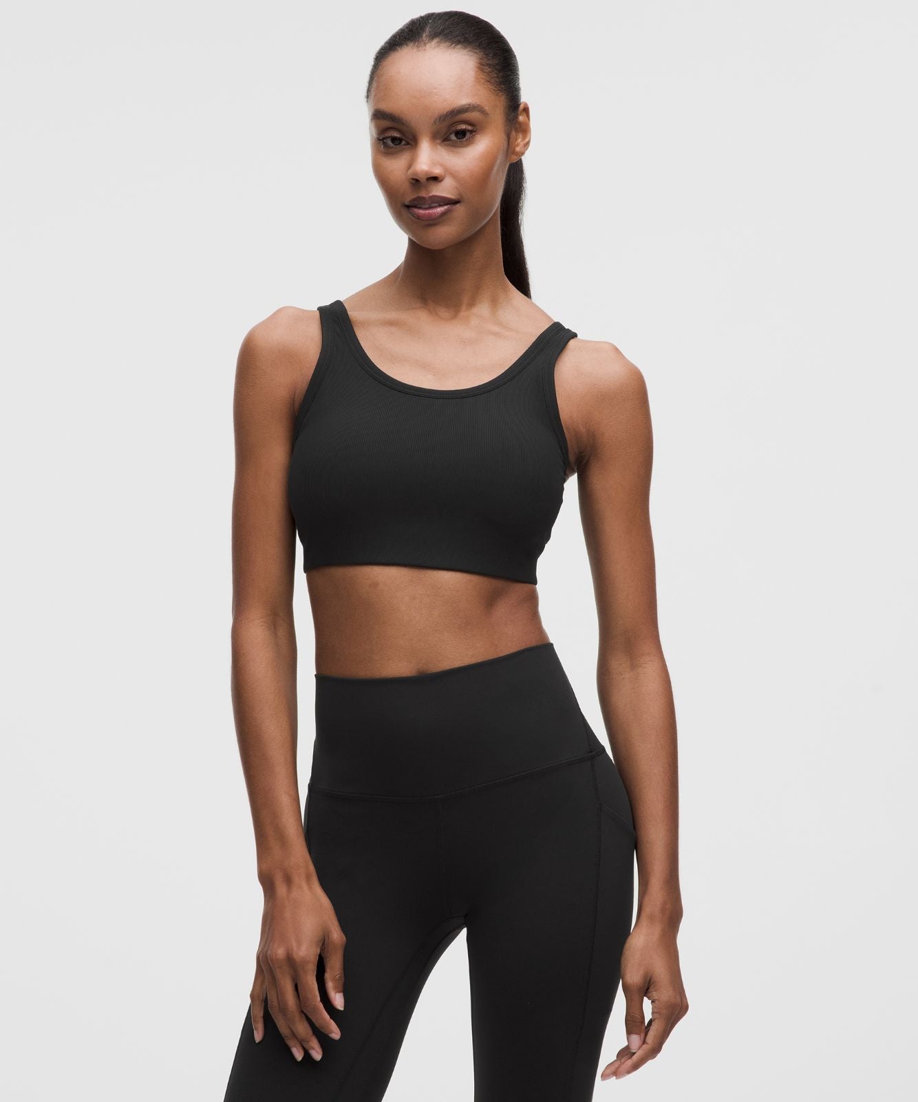 Nulu Ribbed Scoop-Neck Bra *Light Support, B/C Cup Black