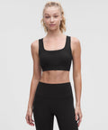 Bend This Ribbed Square-Neck Racerback Bra *Light Support, A-C Cups Black