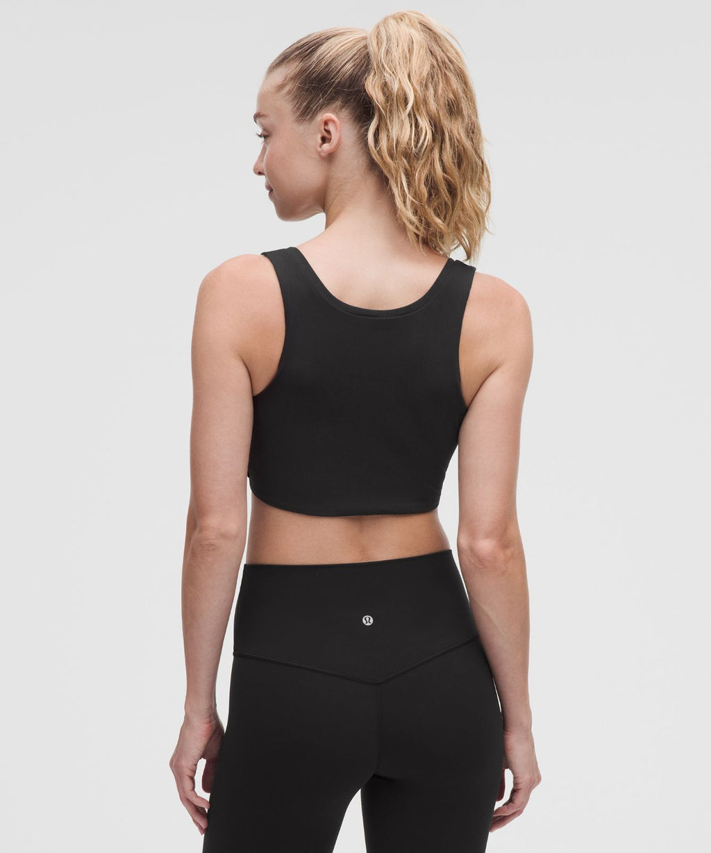 Bend This Ribbed Square-Neck Racerback Bra *Light Support, A-C Cups Black