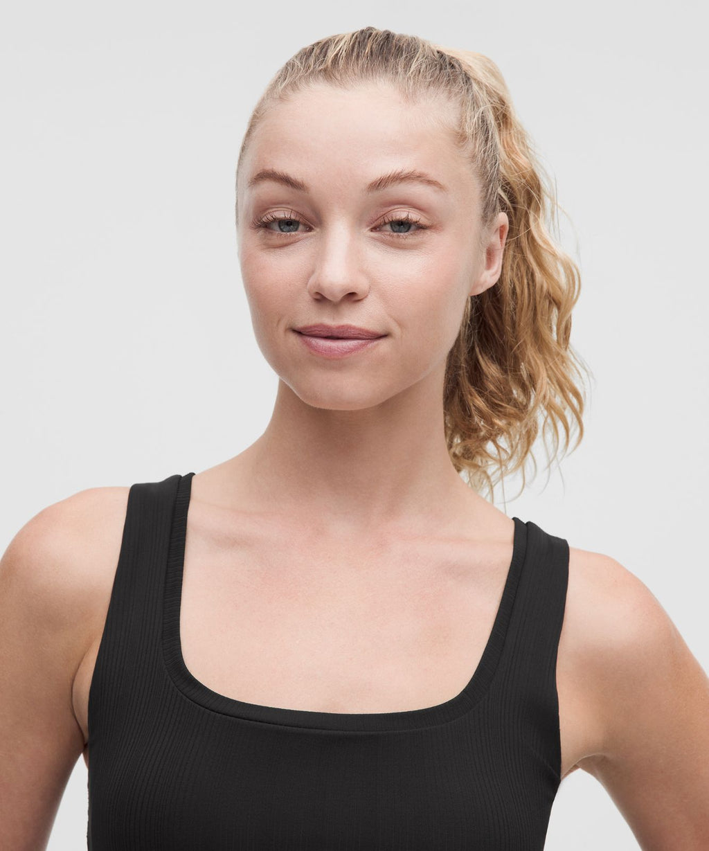Bend This Ribbed Square-Neck Racerback Bra *Light Support, A-C Cups Black