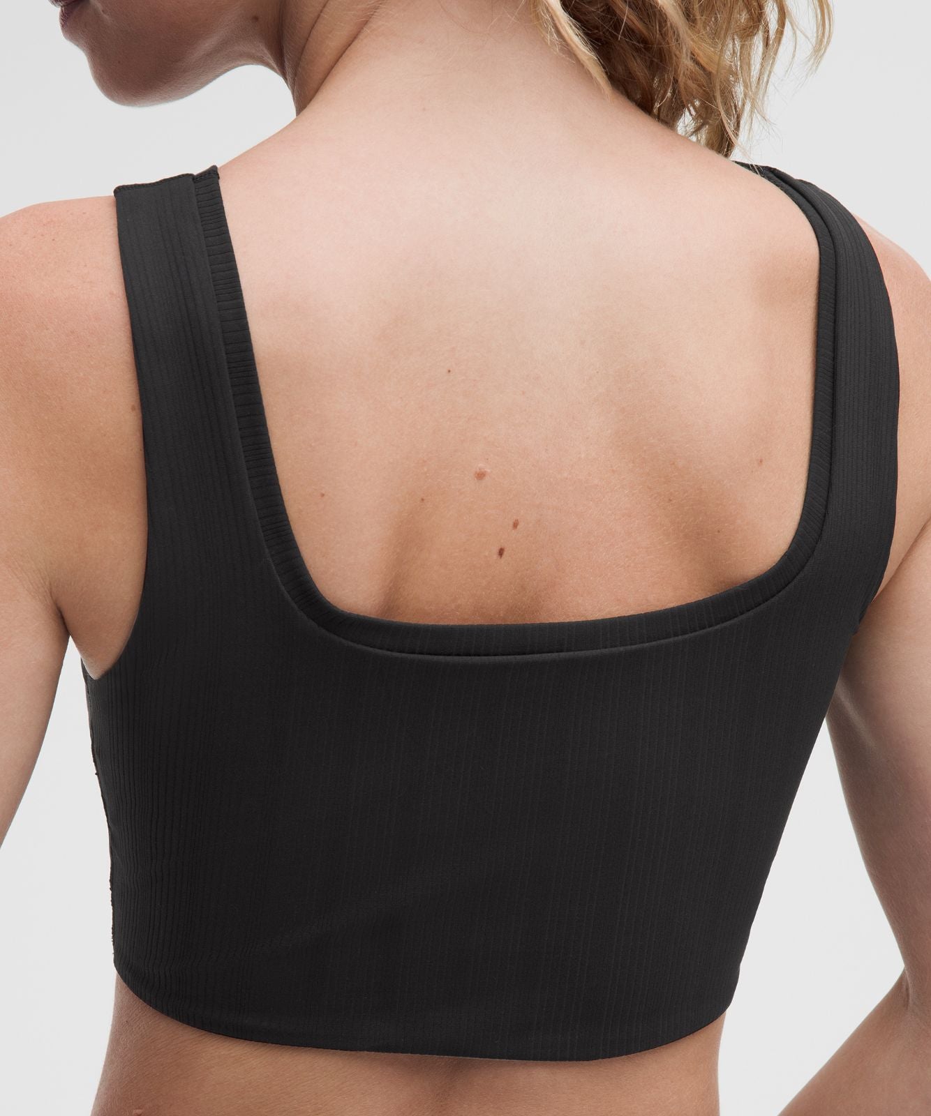 Bend This Ribbed Square-Neck Racerback Bra *Light Support, A-C Cups Black
