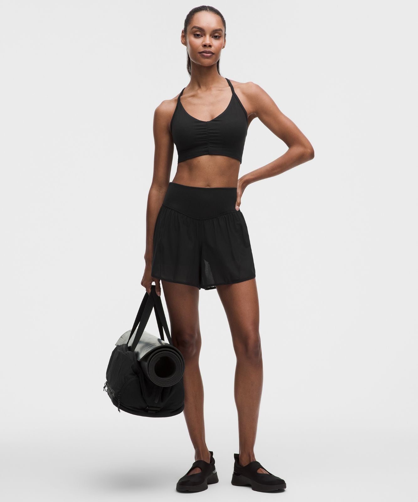 Flow Y Ruched Bra *Light Support, B/C Cup Black