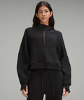Scuba Oversized Half-Zip Hoodie Black