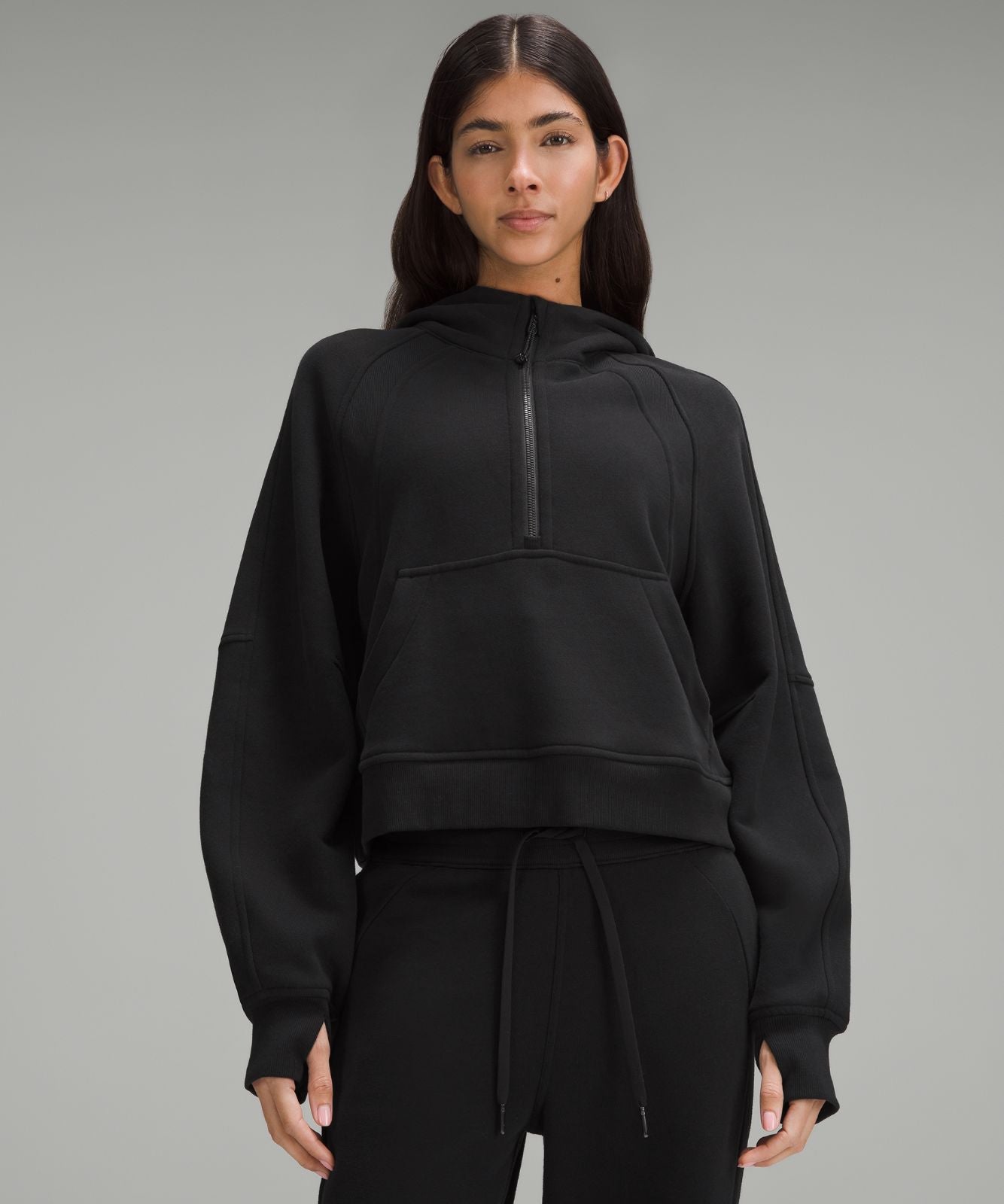 Scuba Oversized Half-Zip Hoodie Black