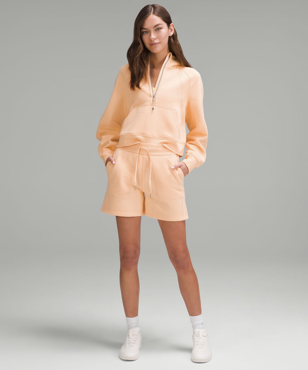 Scuba Oversized Half-Zip Hoodie Peach Bellini