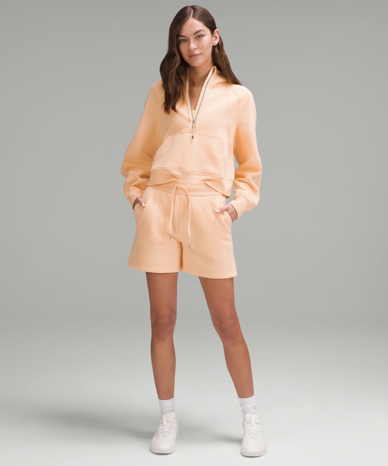 Scuba Oversized Half-Zip Hoodie Peach Bellini