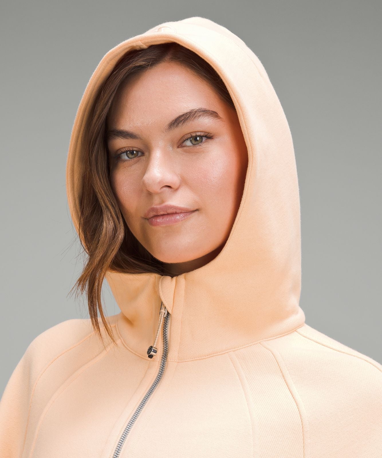 Scuba Oversized Half-Zip Hoodie Peach Bellini