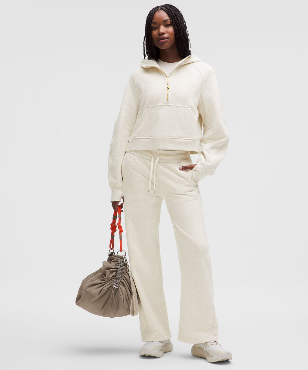 Scuba Oversized Half-Zip Hoodie Heathered Bone/Gold
