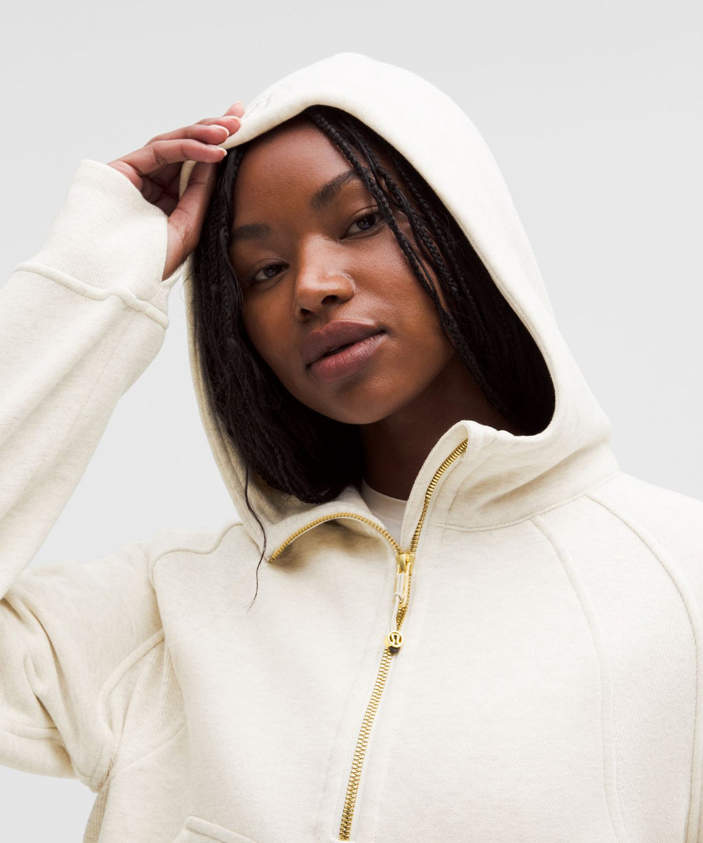 Scuba Oversized Half-Zip Hoodie Heathered Bone/Gold