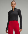 It's Rulu Ribbed Cropped Half Zip Black