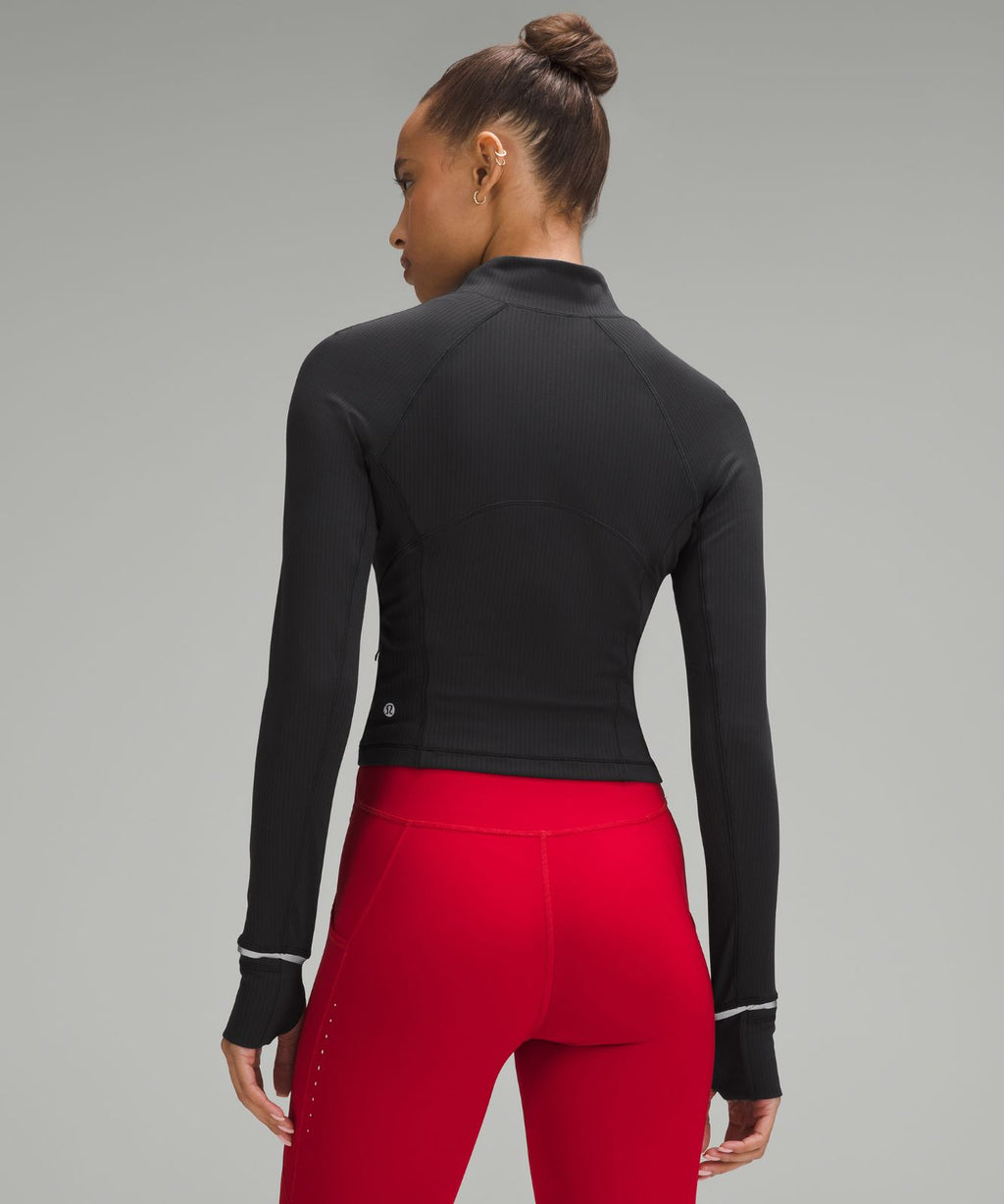 It's Rulu Ribbed Cropped Half Zip Black
