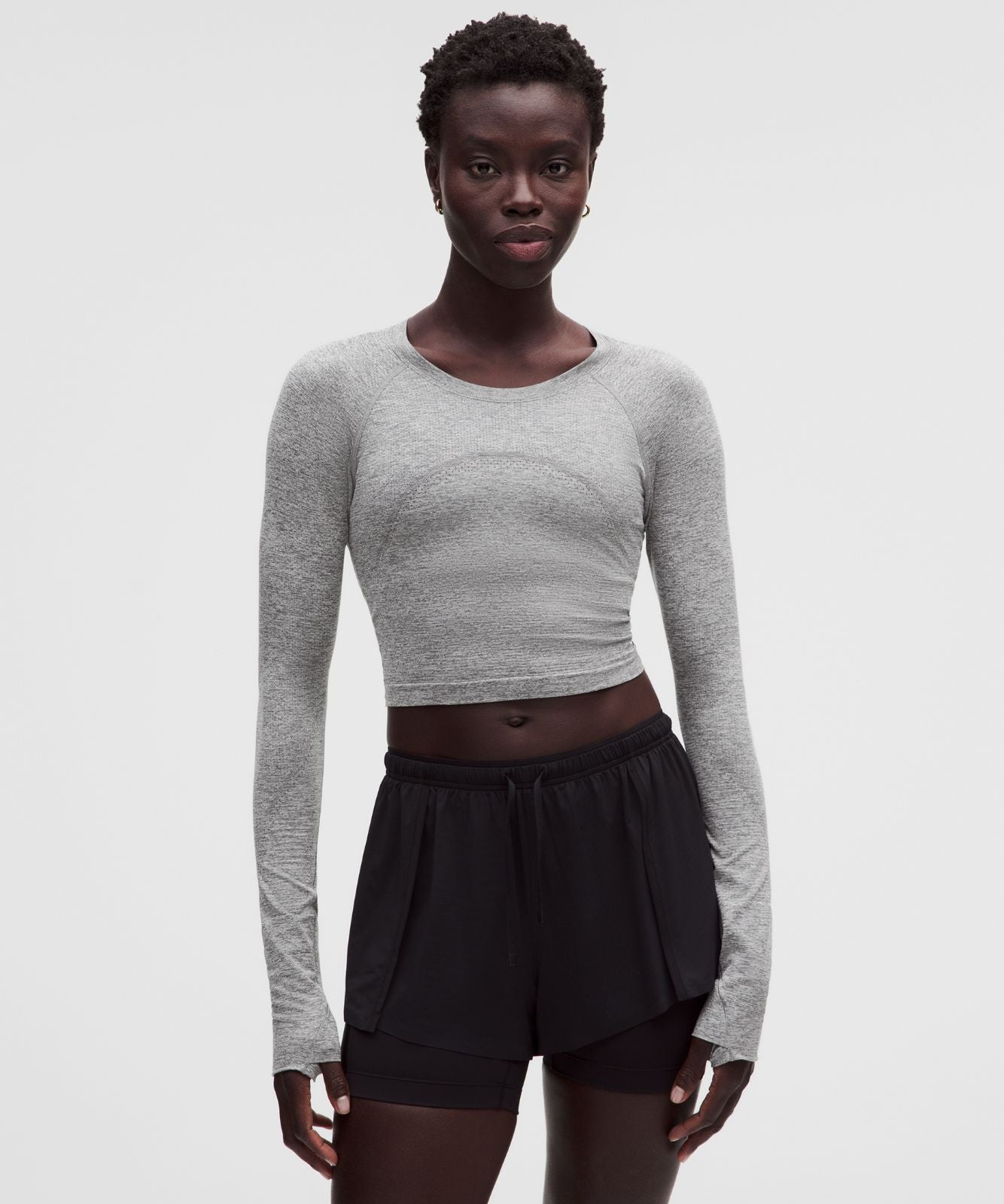 Swiftly Tech Cropped Long-Sleeve Shirt 2.0 Slate/White