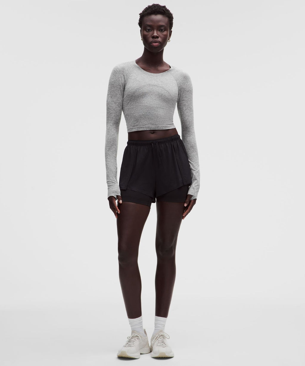 Swiftly Tech Cropped Long-Sleeve Shirt 2.0 Slate/White