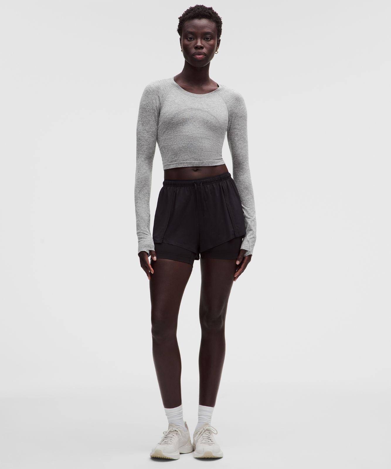 Swiftly Tech Cropped Long-Sleeve Shirt 2.0 Slate/White