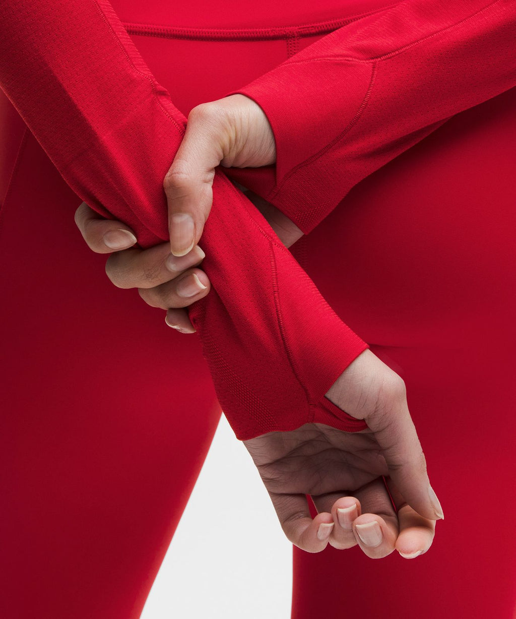 Swiftly Tech Cropped Long-Sleeve Shirt 2.0 Oxford Red/Oxford Red