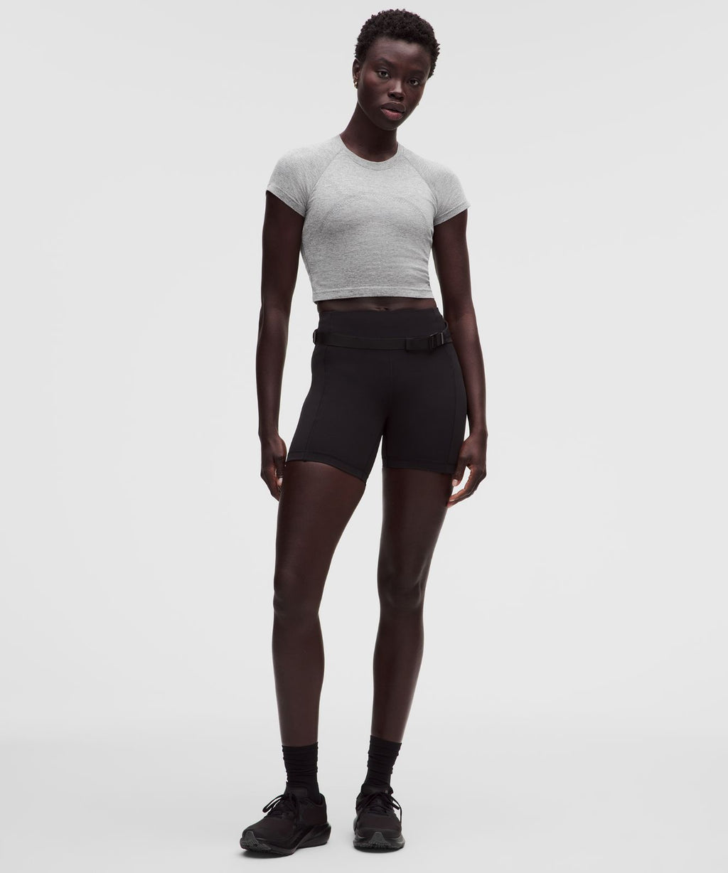Swiftly Tech Cropped Short-Sleeve Shirt 2.0 Slate/White