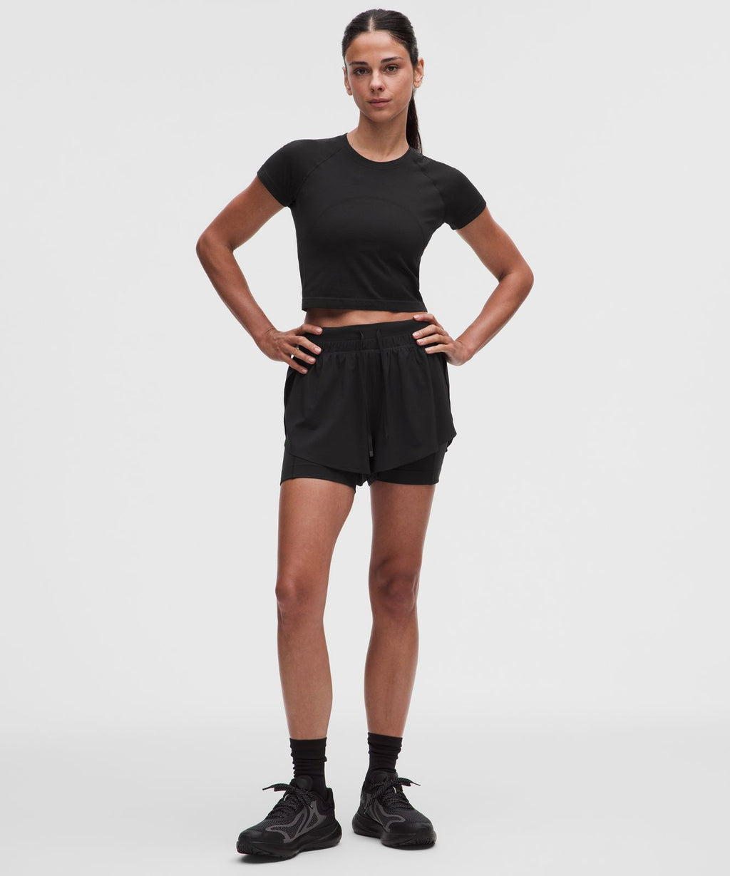 Swiftly Tech Cropped Short-Sleeve Shirt 2.0 Black/Black