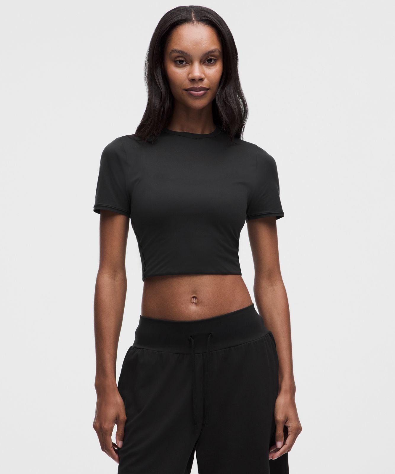 Wundermost Ultra-Soft Nulu Crewneck Cropped T-Shirt Black