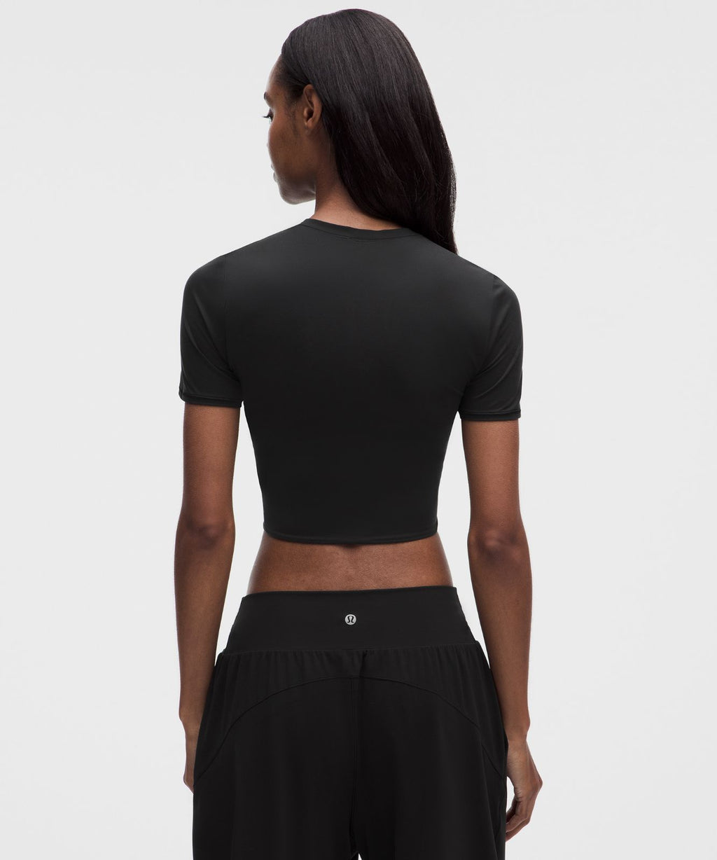 Wundermost Ultra-Soft Nulu Crewneck Cropped T-Shirt Black