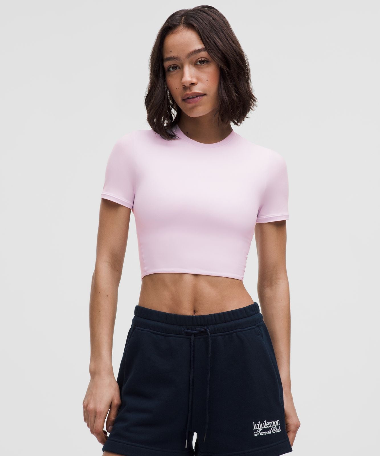 Wundermost Ultra-Soft Nulu Crewneck Cropped T-Shirt Pink Organza