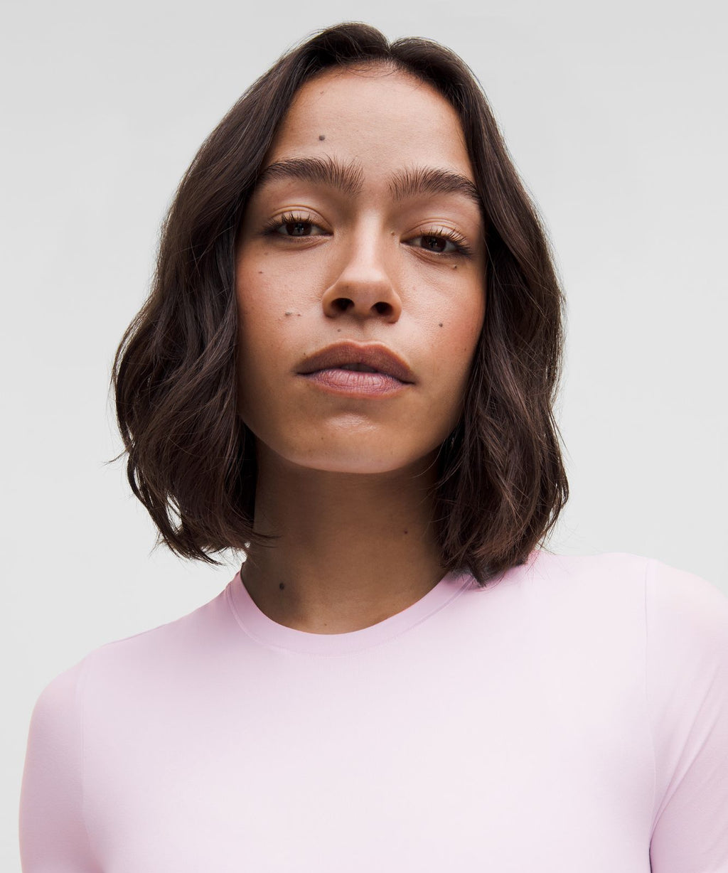 Wundermost Ultra-Soft Nulu Crewneck Cropped T-Shirt Pink Organza