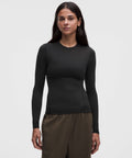 Wundermost Ultra-Soft Nulu Crewneck Long-Sleeve Shirt Black